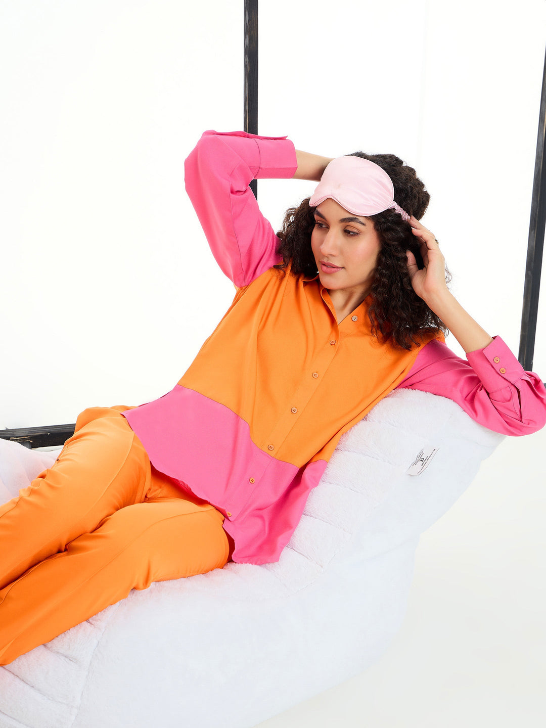 Orange &amp; Pink ColorBlock Shirt With Pants