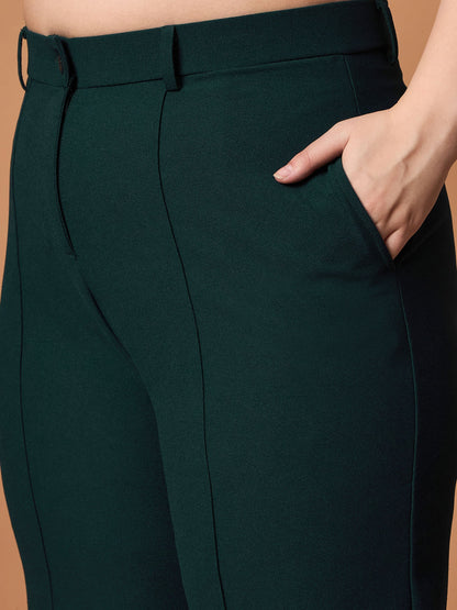 Emerald Green Front Button Top With Straight Pants