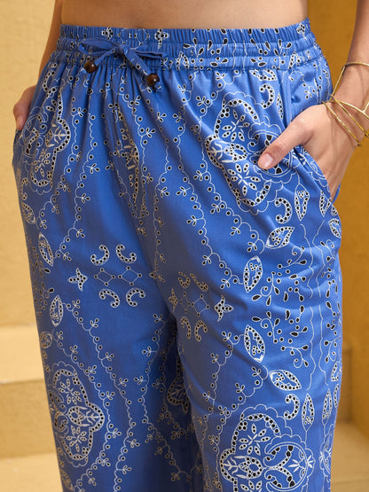 Blue Floral Waistcoat With Pants