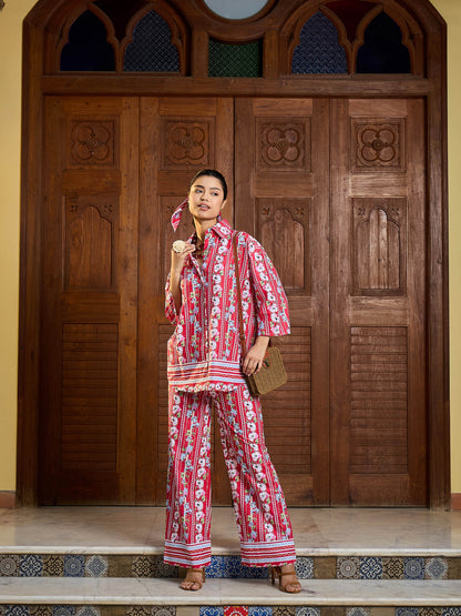Red Floral Shirt With Pants