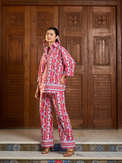 Red Floral Shirt With Pants