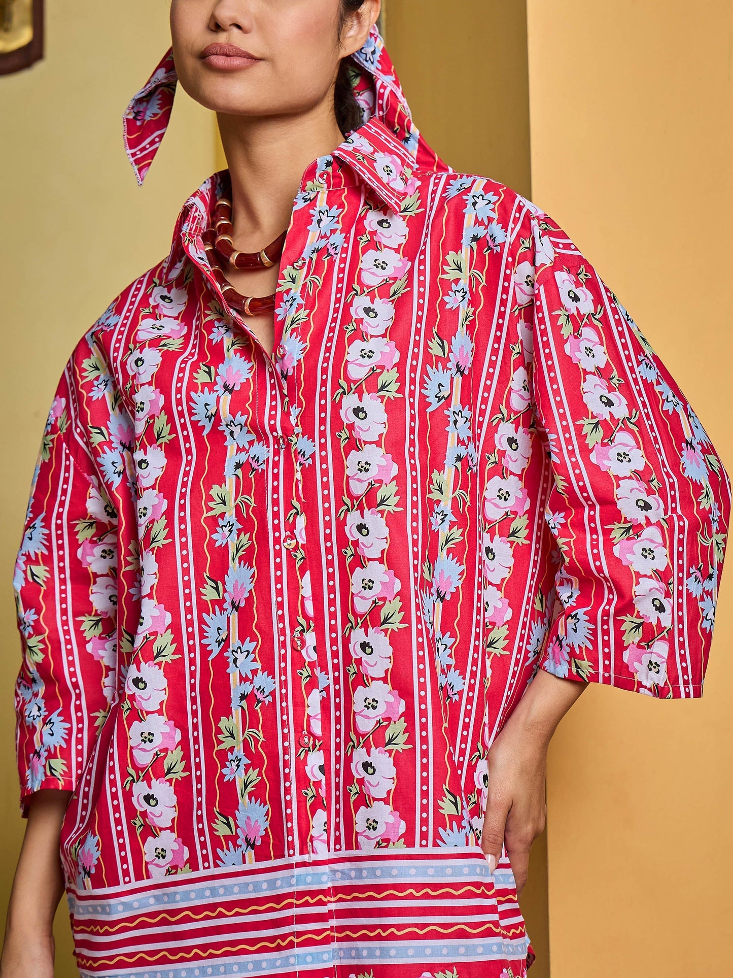 Red Floral Shirt With Pants