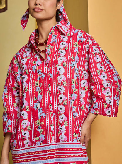 Red Floral Shirt With Pants