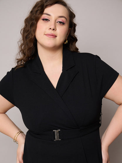 Black Front Buckle Top With Straight Pants