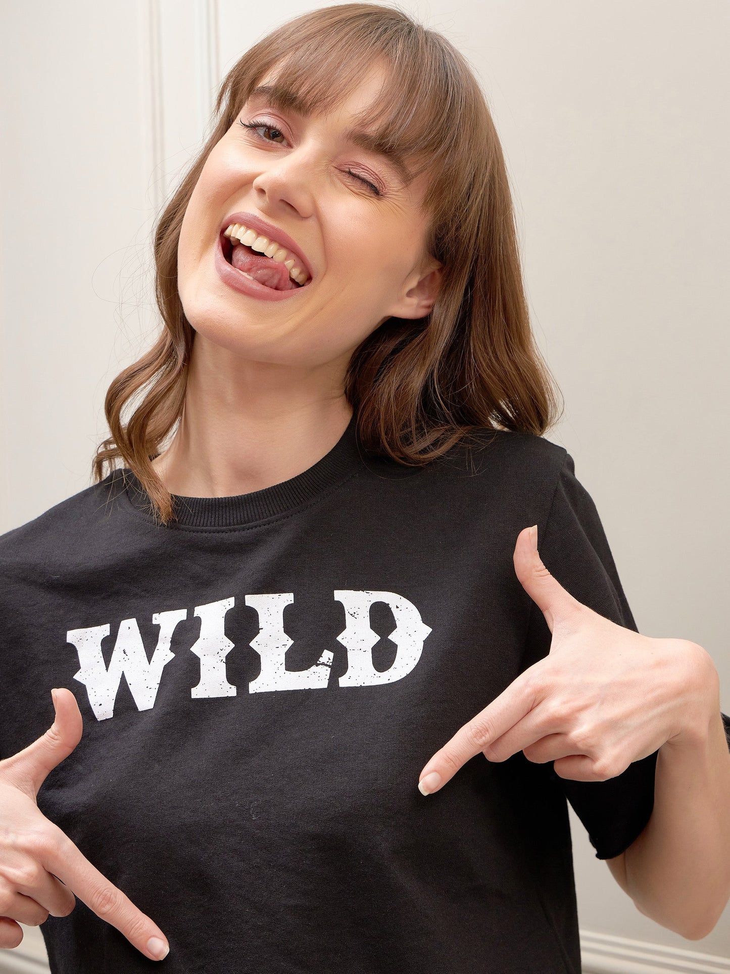 Black WILD Terry Crop T-Shirt With Lounge Pants