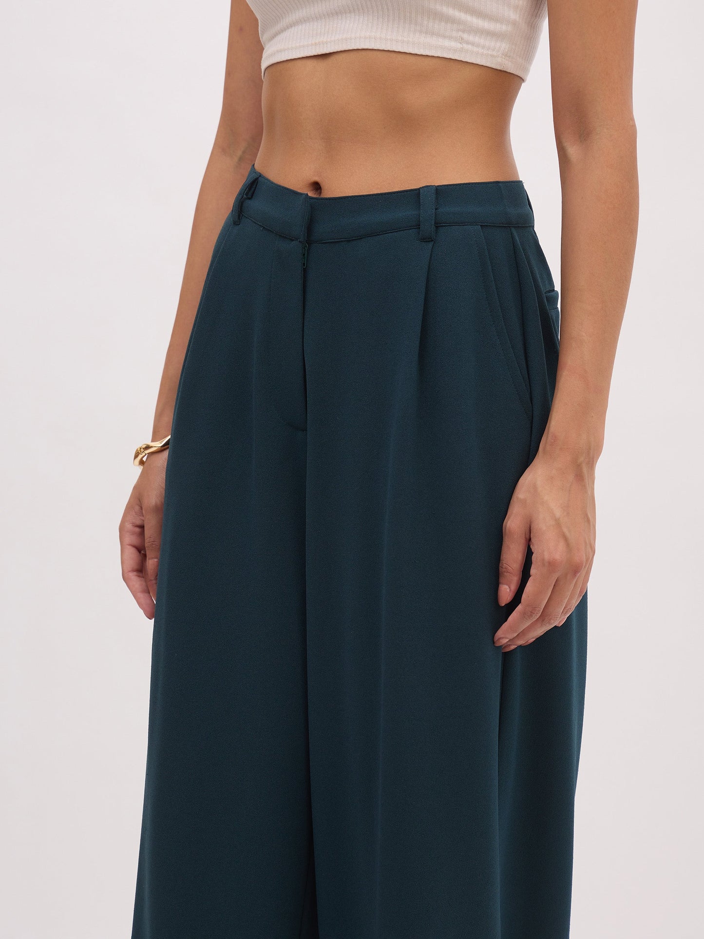 Emerald Green Button Top With Cross Pocket Pants