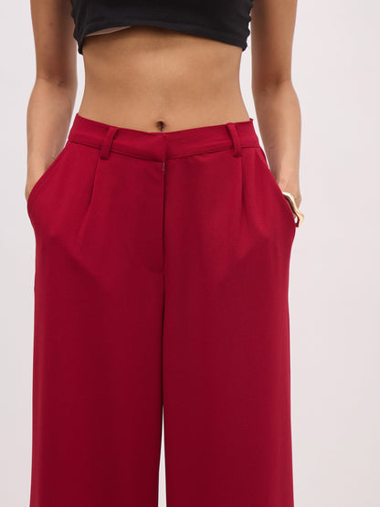 Maroon Button Top With Cross Pocket Pants