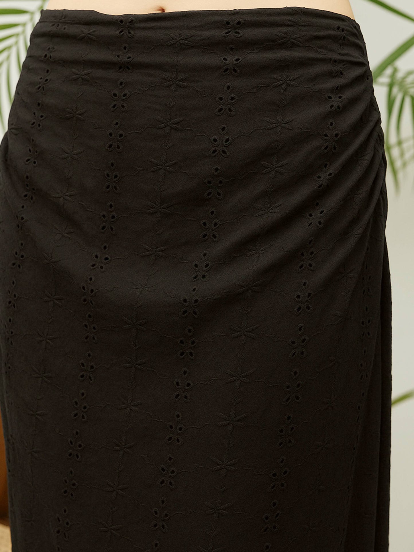 Black Schiffli Shirt with Skirt