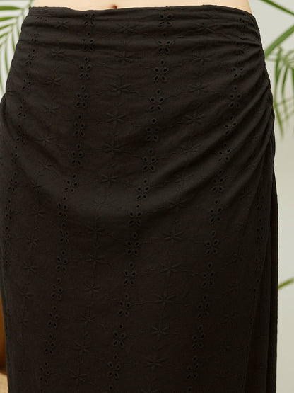 Black Schiffli Shirt with Skirt