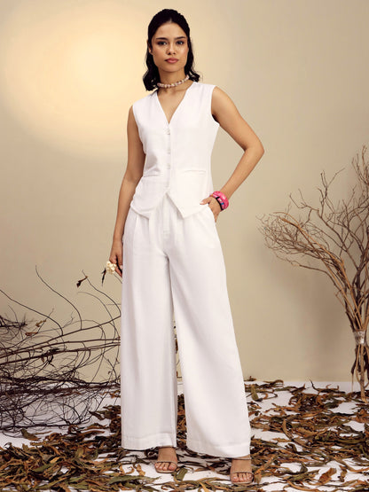 White Vest Top With Straight Pants