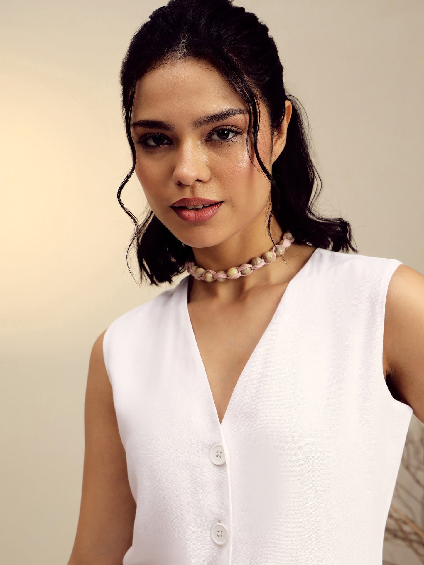 White Vest Top With Straight Pants