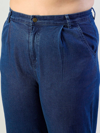 Blue Blast Denim Peter Pan Top With Mom Fit Jeans