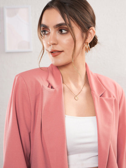 Peach Longline Blazer With Darted Pants