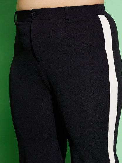 Black Ruched Shirt With Side Tape Pants