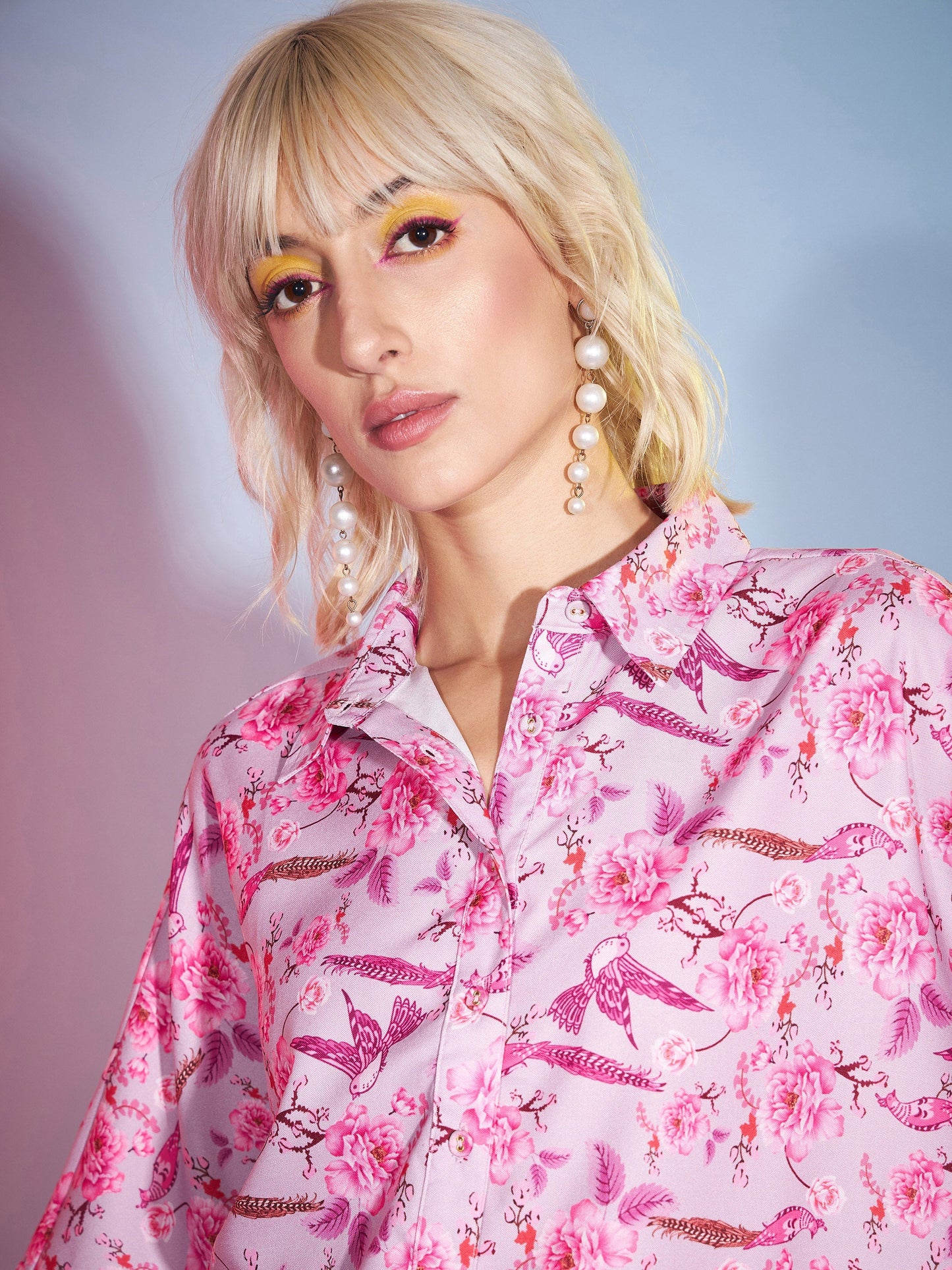 Pink Floral Boxy Shirt With Paperback Shorts