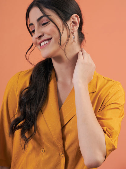 Mustard Short Sleeve Shirt With Lounge Pants