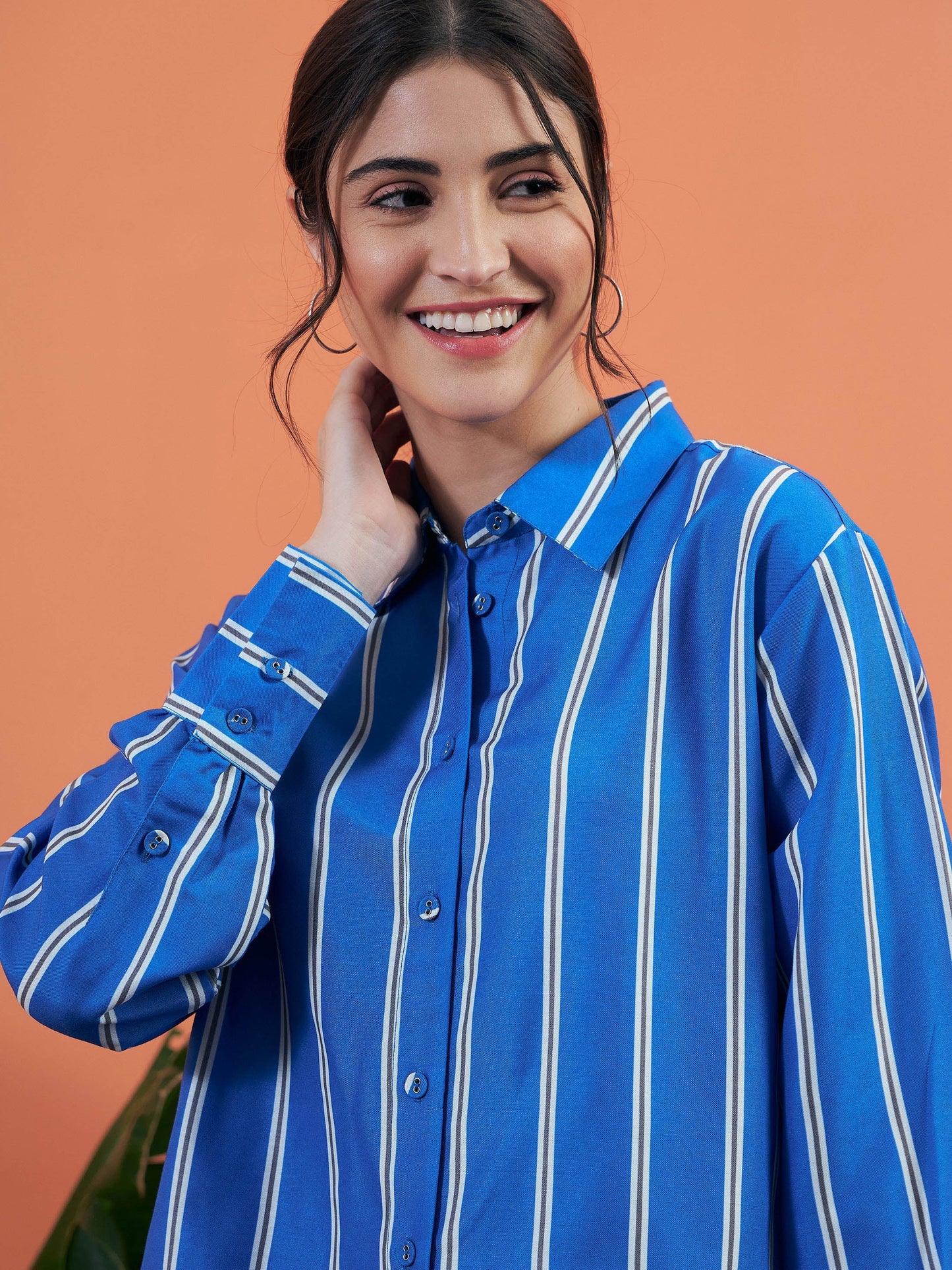 Blue Stripes Shirt With Lounge Pants