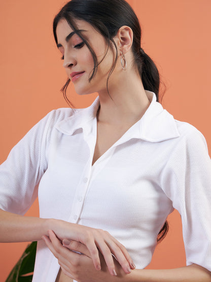 White Rib Shirt With Lounge Pants