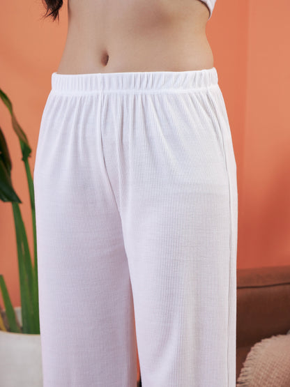 White Rib Shirt With Lounge Pants
