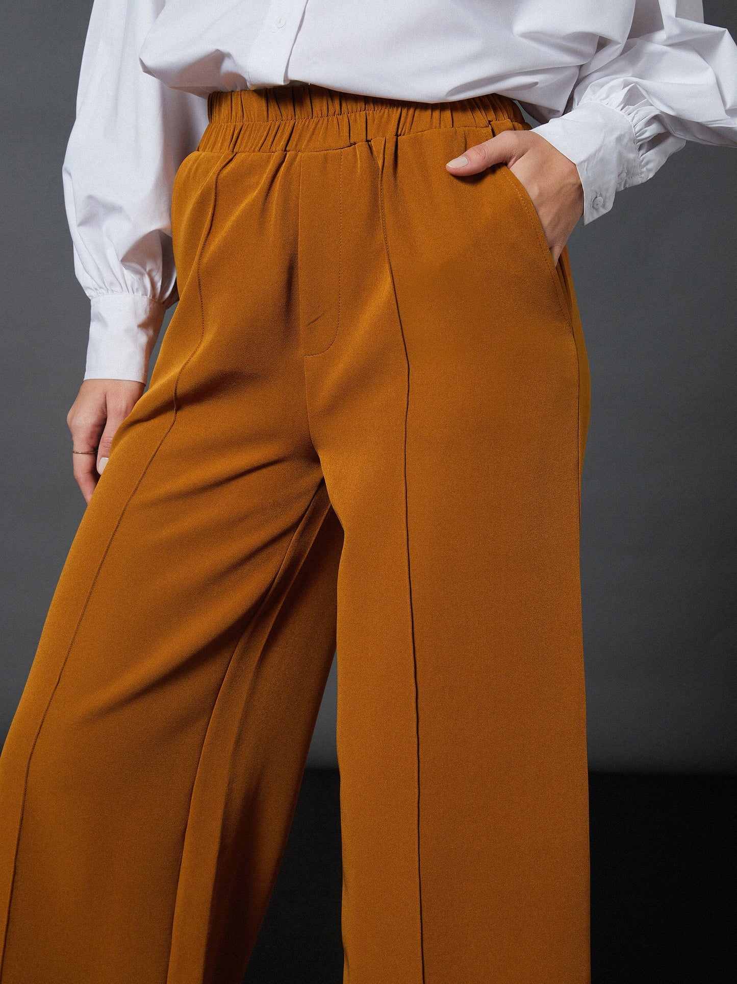 Mustard Sleeveless Blazer With Darted Palazzo Pants