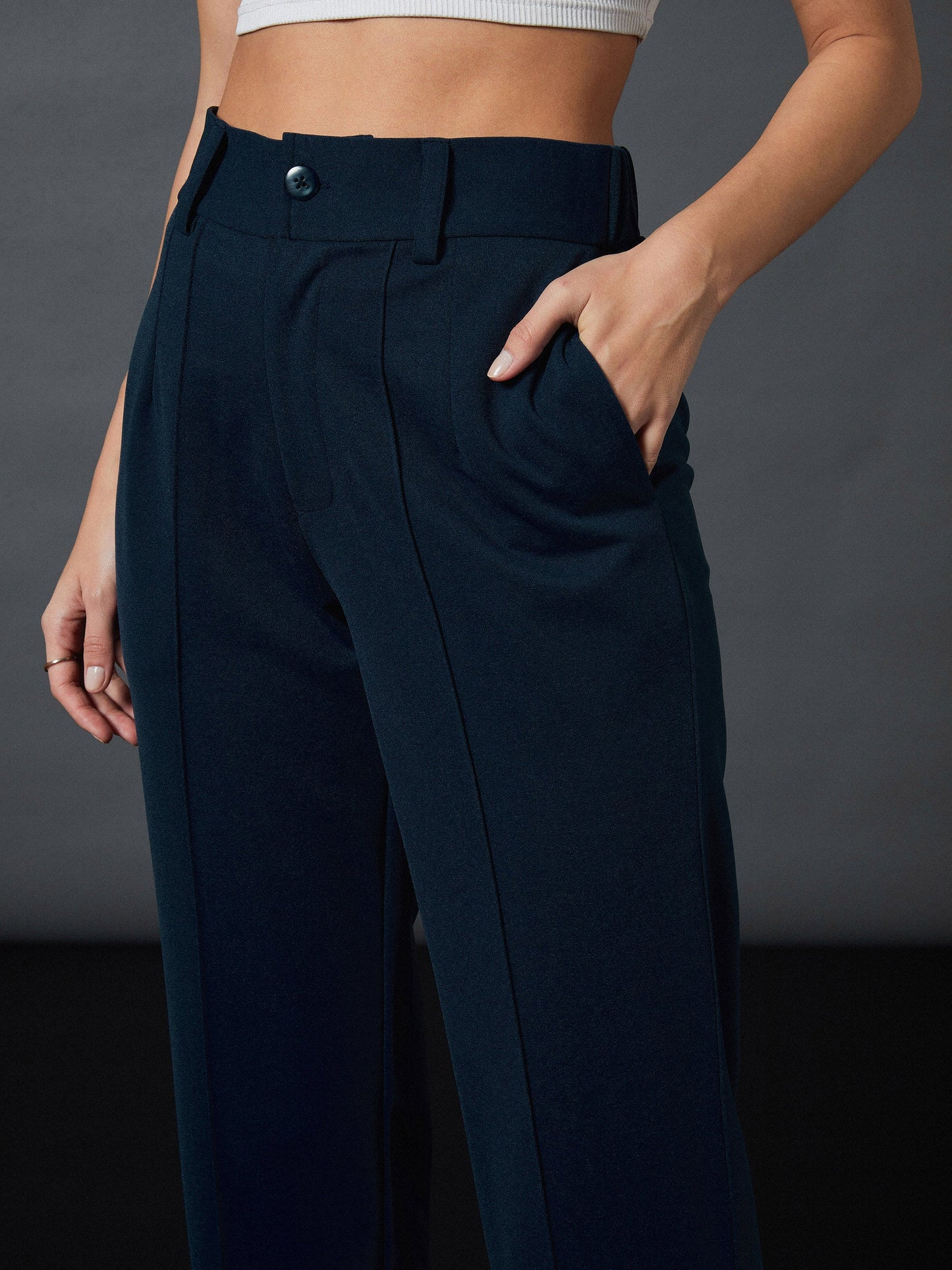 Airforce Blue Longline Blazer With Darted Pants