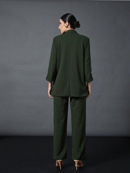 Olive Longline Blazer With Darted Pants