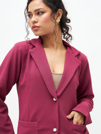 Mauve Slim Fit Blazer With Bellbottom Pants