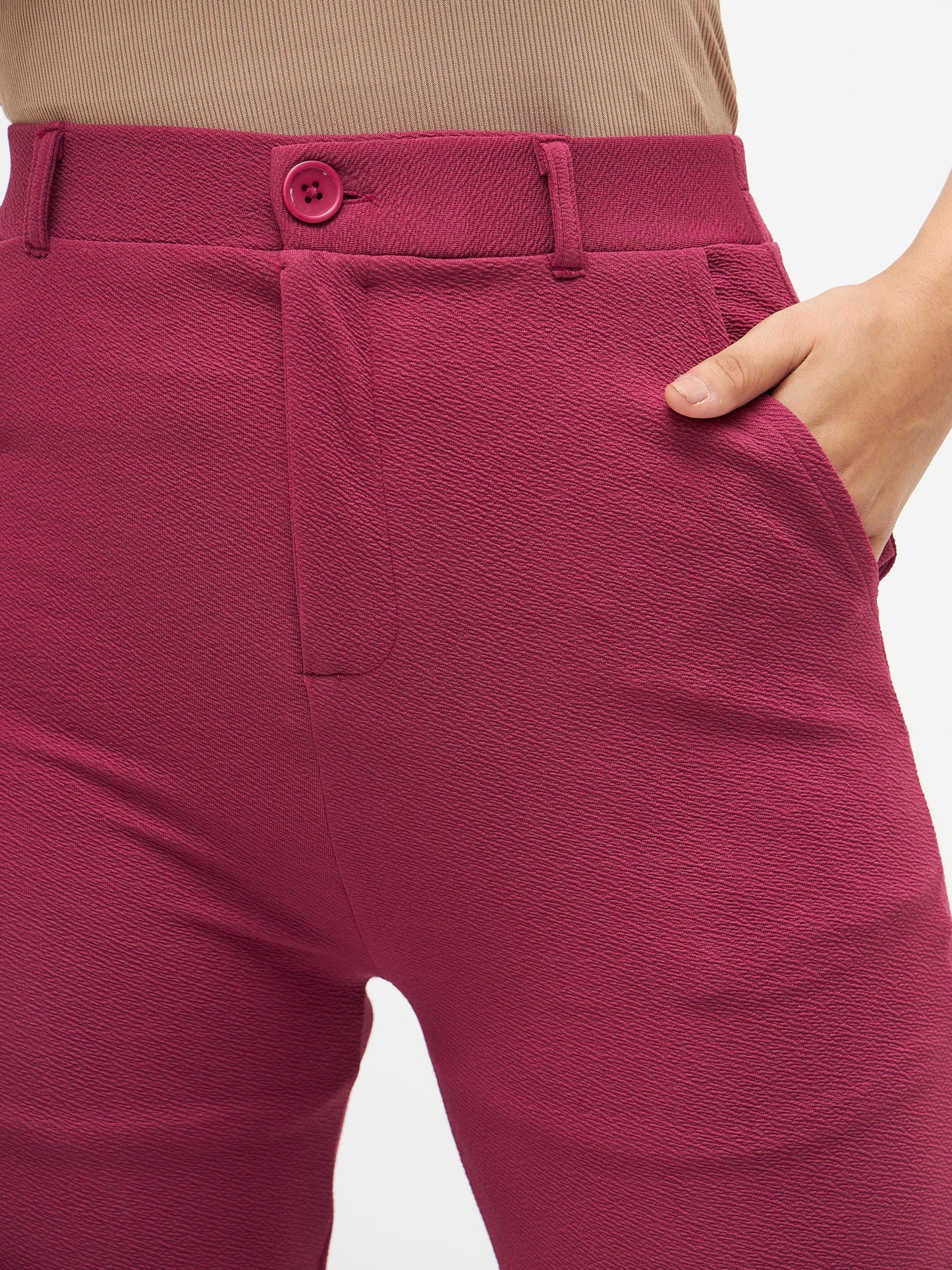 Mauve Slim Fit Blazer With Bellbottom Pants
