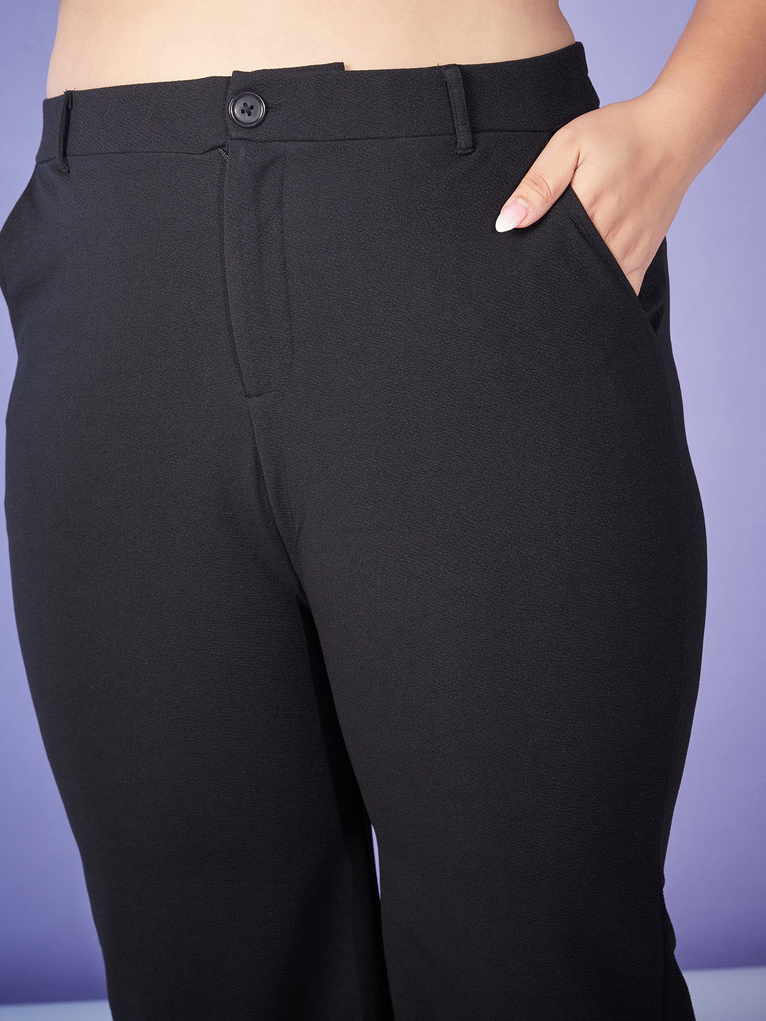 Black Pearl Peplum Top With Bell Bottom Pants-SASSAFRAS Curve
