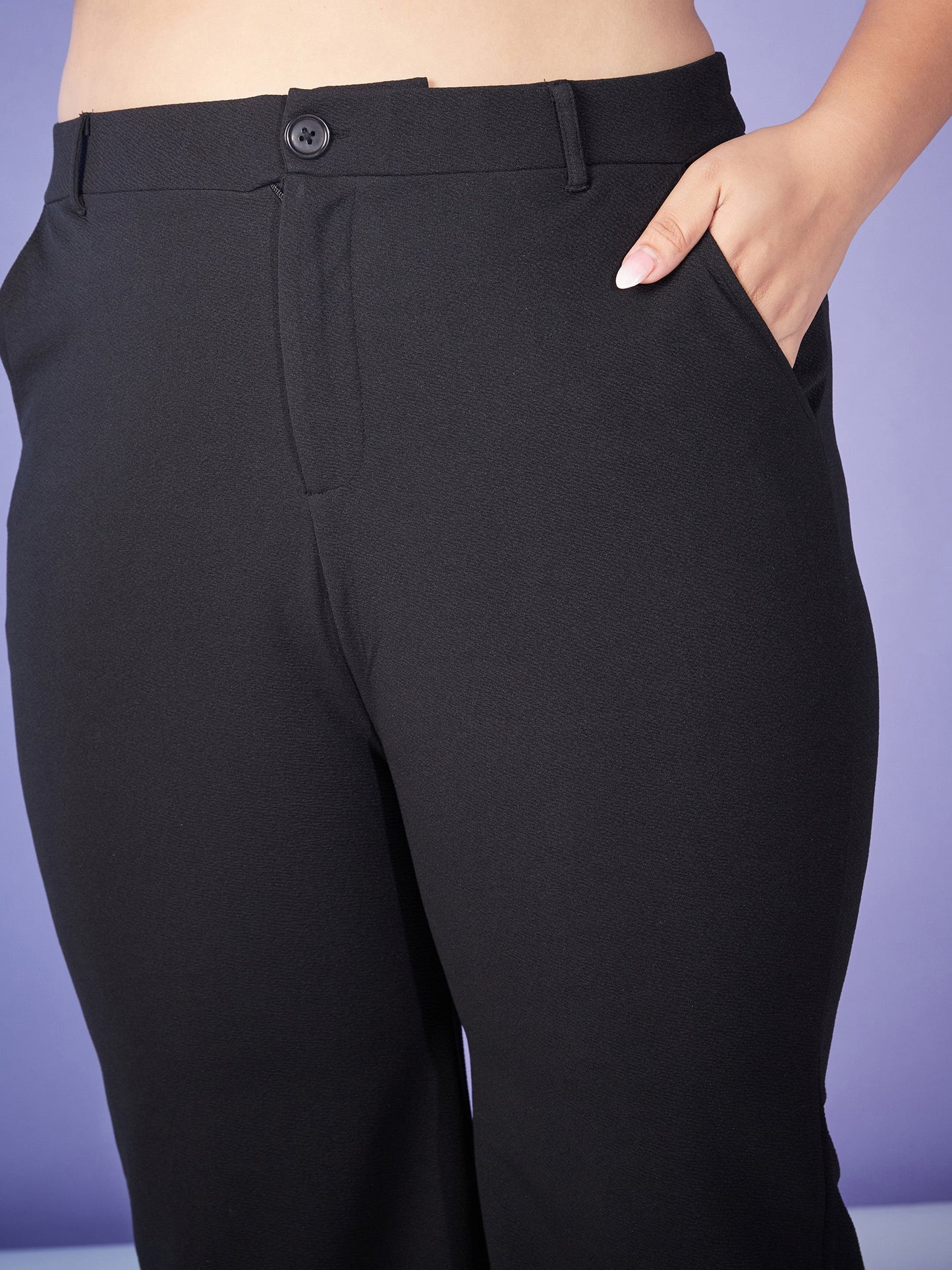 Black Pearl Peplum Top With Bell Bottom Pants-SASSAFRAS Curve