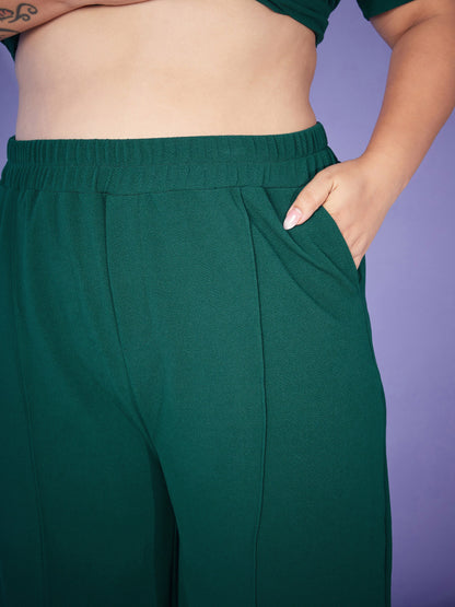 Emerald Belted Top With Bell Bottom Pants