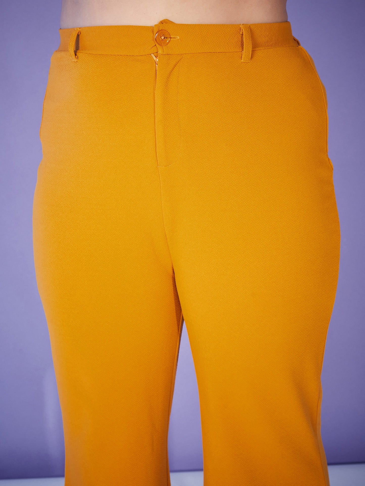Mustard Chain Peplum Top With Bell Bottom Pants