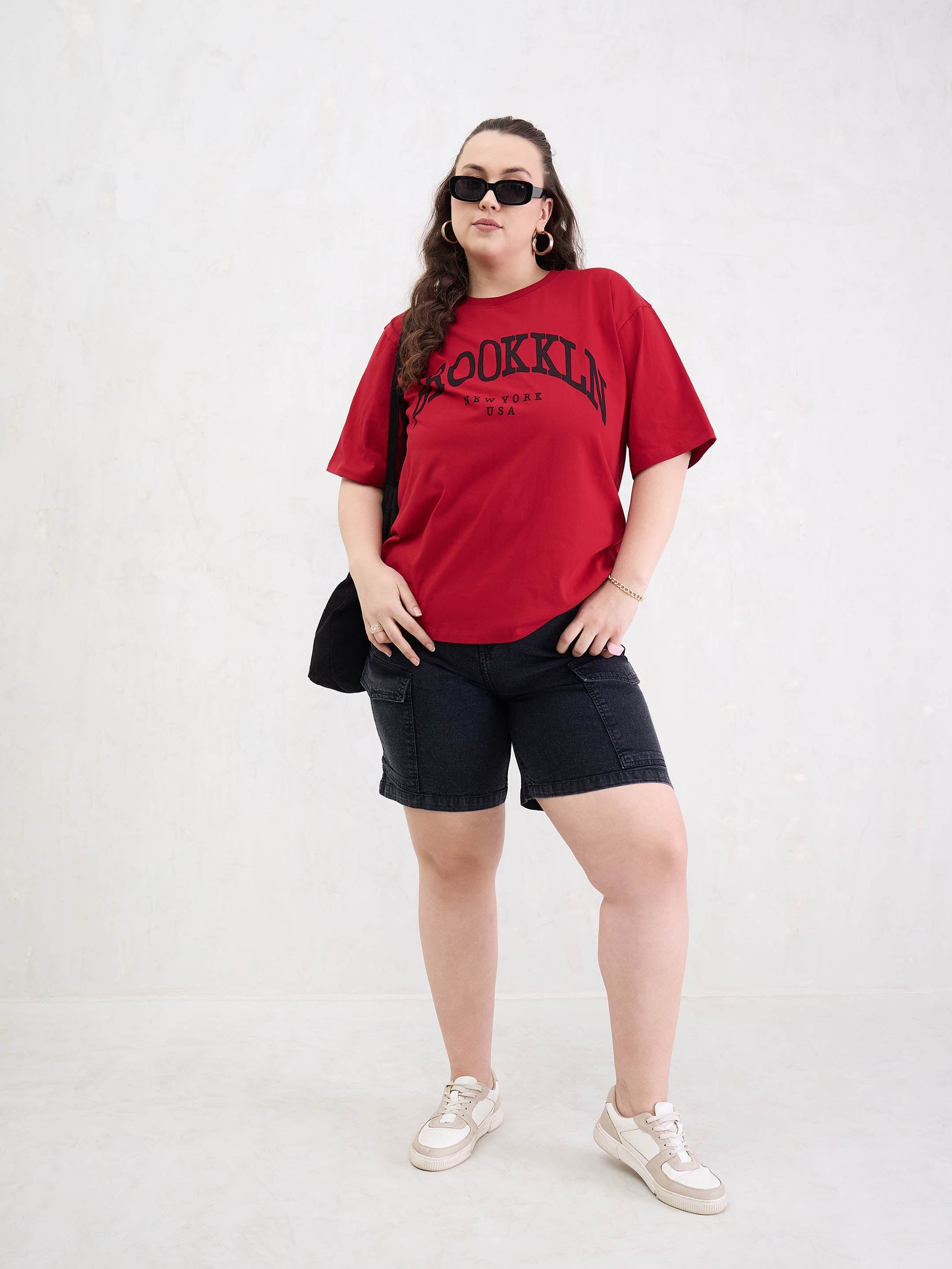 Black Denim Hem Pockets Bermuda Shorts-SASSAFRAS Curve