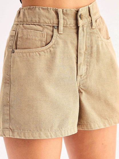 Beige Denim Shorts
