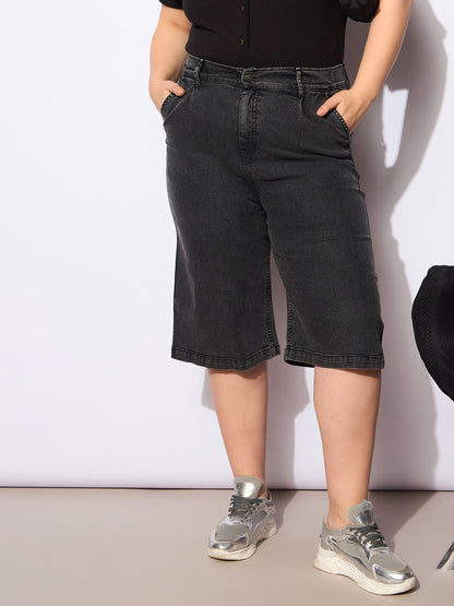 Black Denim Bermuda Shorts