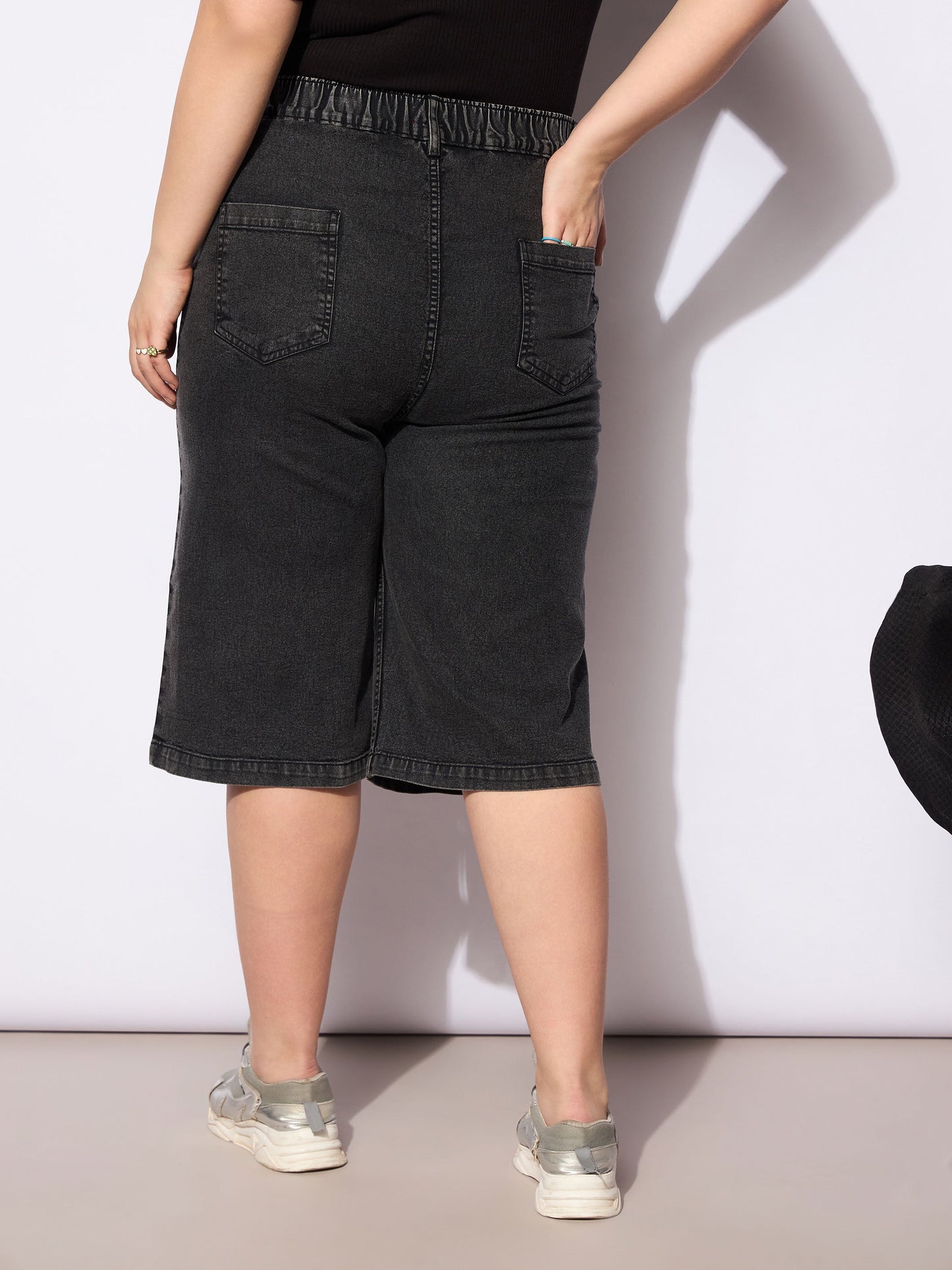 Black Denim Bermuda Shorts