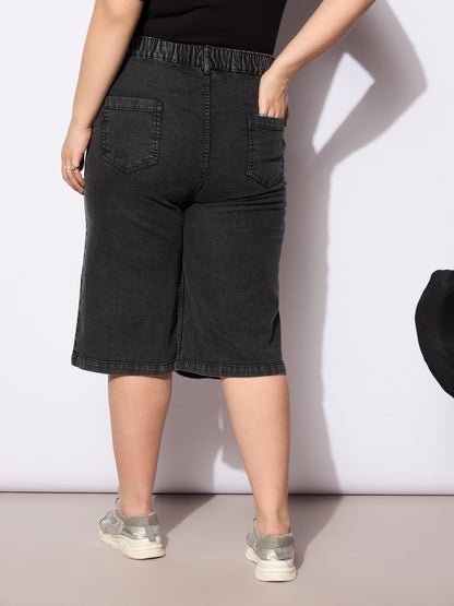 Black Denim Bermuda Shorts