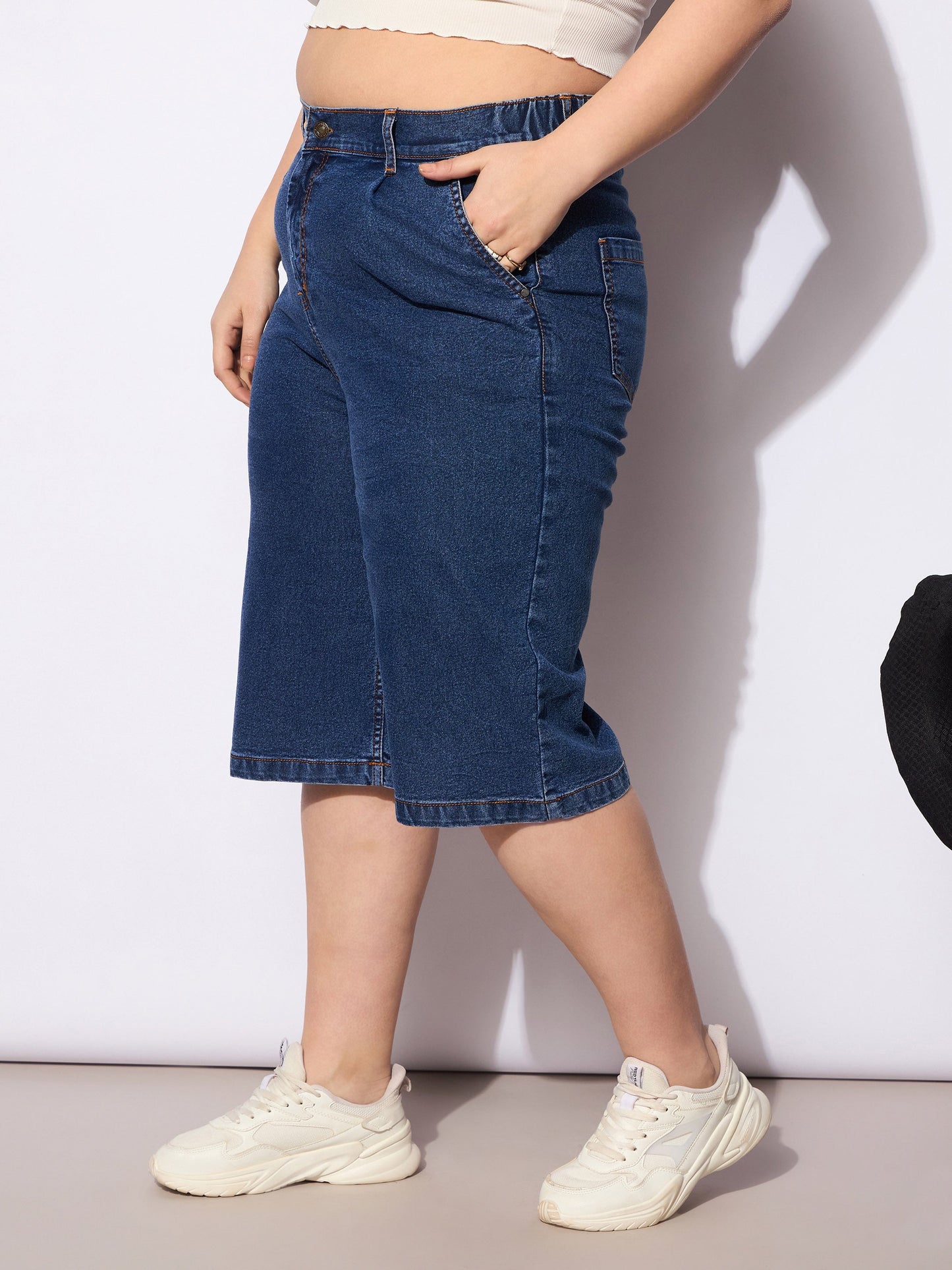 Navy Denim Bermuda Shorts