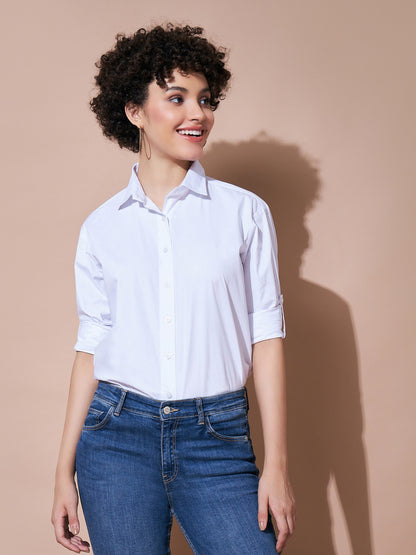 White Cotton Poplin Shirt