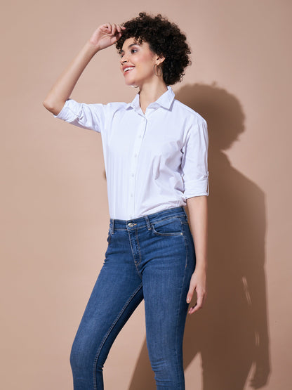 White Cotton Poplin Shirt
