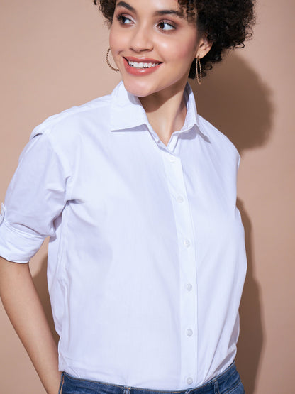 White Cotton Poplin Shirt