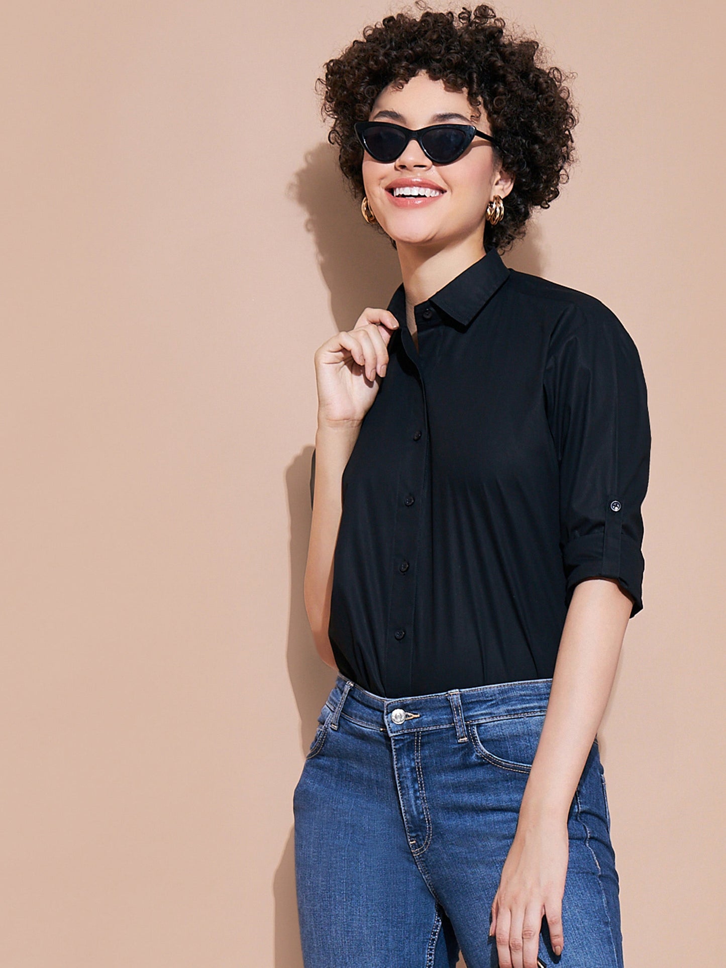 Black Cotton Poplin Shirt