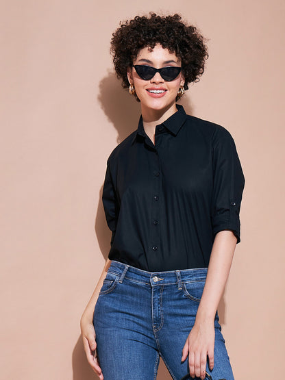 Black Cotton Poplin Shirt
