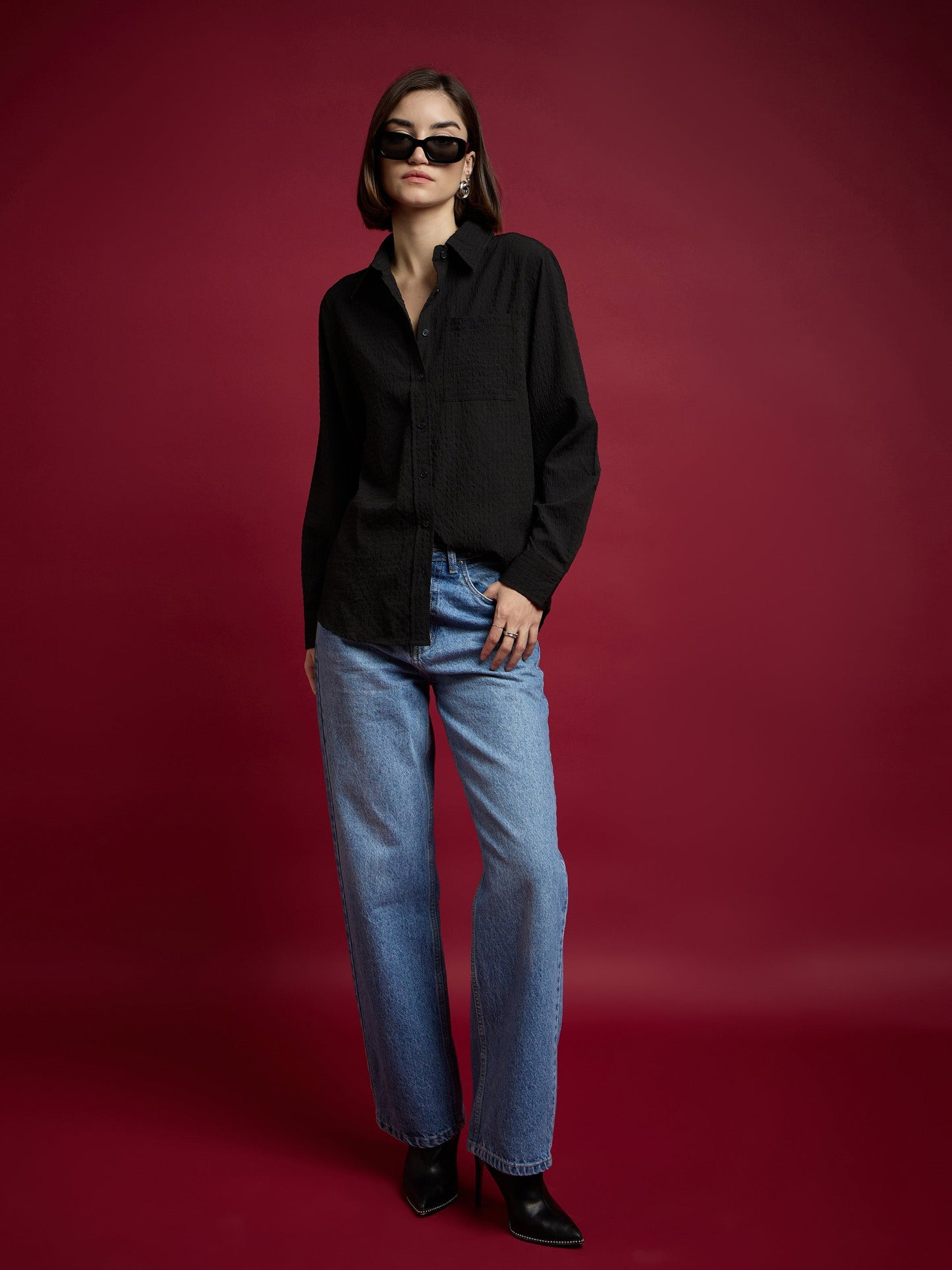 Women Black Relaxed Fit Shirt