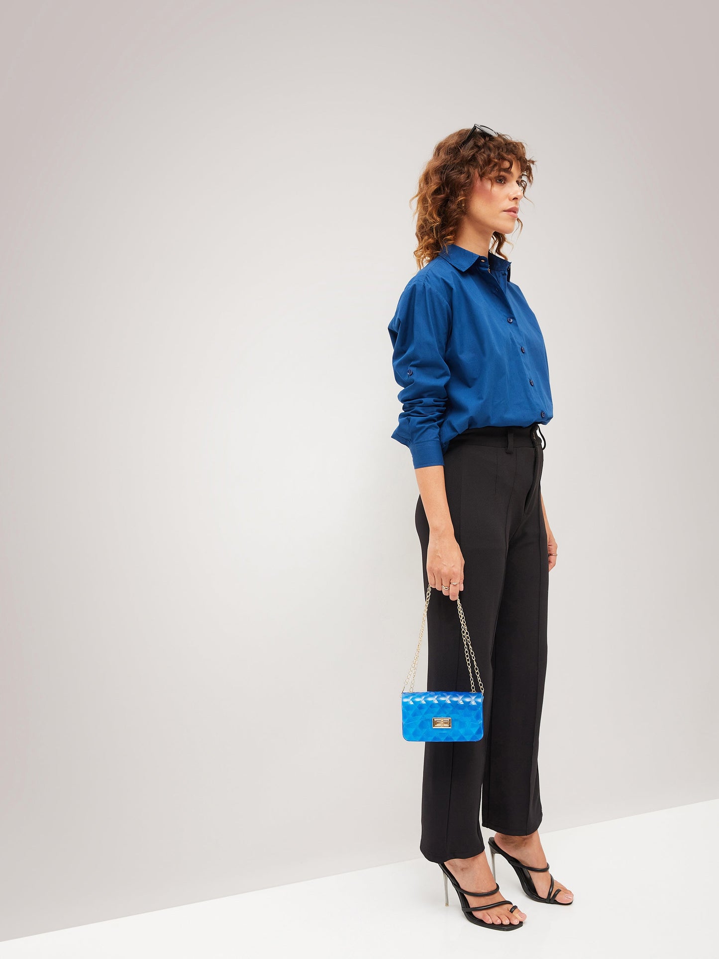 Navy Poplin Comfort Oversize Shirt