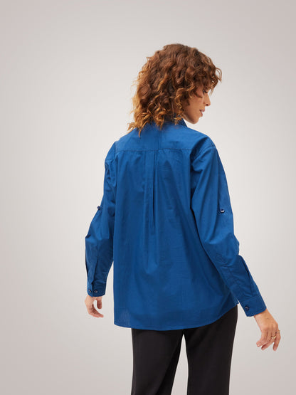 Navy Poplin Comfort Oversize Shirt