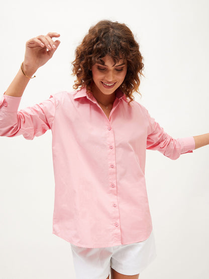 Pink Poplin Comfort Oversize Shirt