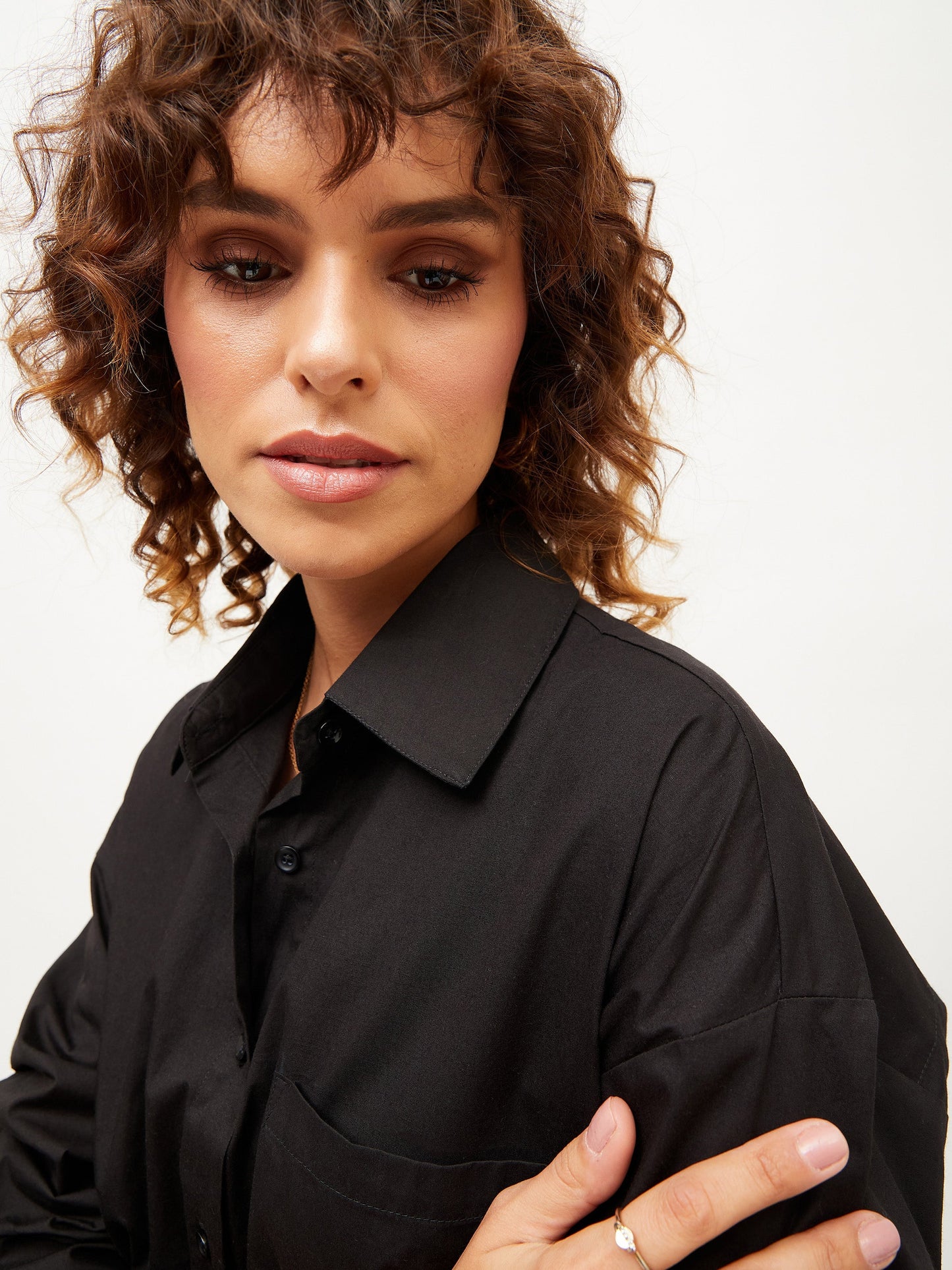Black Poplin Oversize Shirt