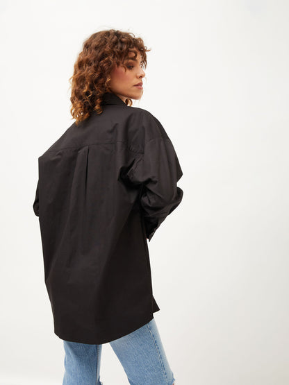 Black Poplin Oversize Shirt
