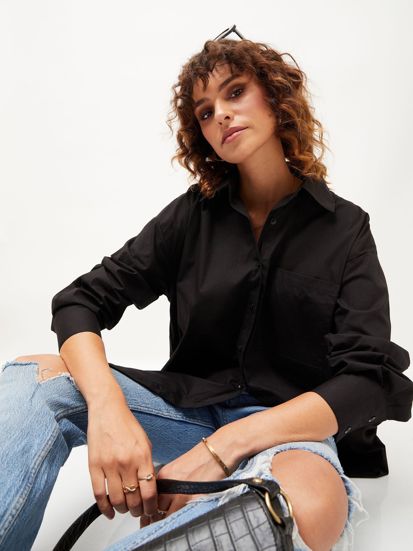 Black Poplin Oversize Shirt